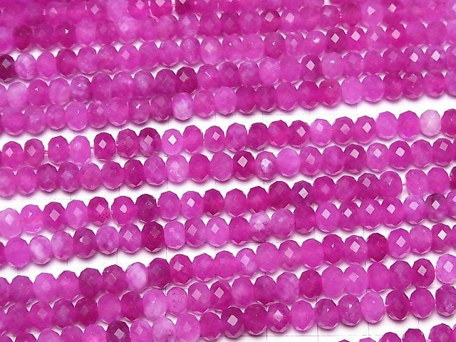 Hohe Qualität! Rosa-lila Jade Facettierte Knopf-Rondelle 6x6x5mm 1Strang Perlen (ca. 15Zoll/36cm)