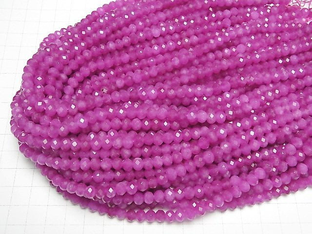 Hohe Qualität! Rosa-lila Jade Facettierte Knopf-Rondelle 6x6x5mm 1Strang Perlen (ca. 15Zoll/36cm)