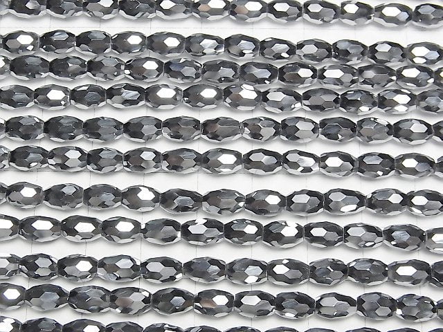 Hochwertig! Terahertz facettierte Reis 7x5x5mm halbe oder 1 Strang Perlen (ca. 15 Zoll/37 cm)