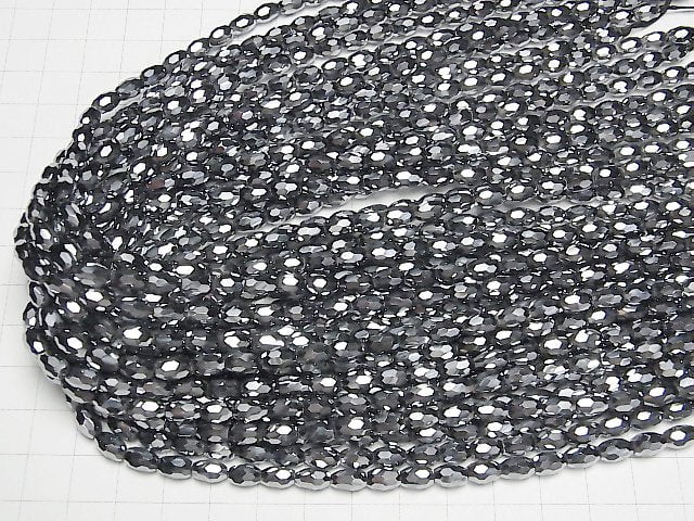 Hochwertig! Terahertz facettierte Reis 7x5x5mm halbe oder 1 Strang Perlen (ca. 15 Zoll/37 cm)