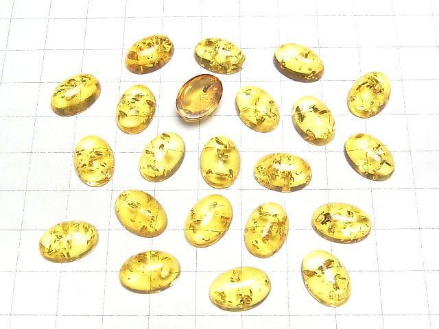 Rissige gelbe Farbe Bernstein ovaler Cabochon 14x10mm 2 Stück
