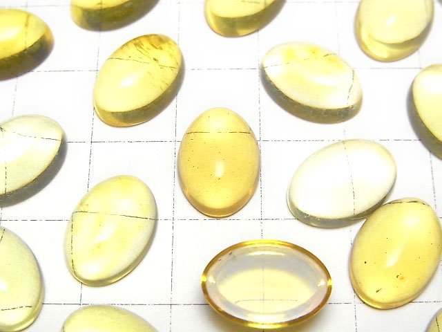 Yellow color Amber Oval Cabochon 14x10mm 2pcs