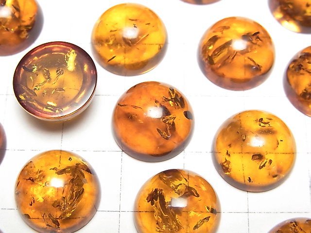 Cracked Baltic Amber Round Cabochon 14x14mm 1pc