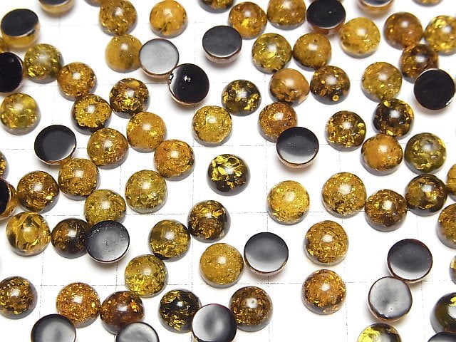 Rissiger schwarzer Farbe Bernstein runder Cabochon 6x6mm 5 Stück