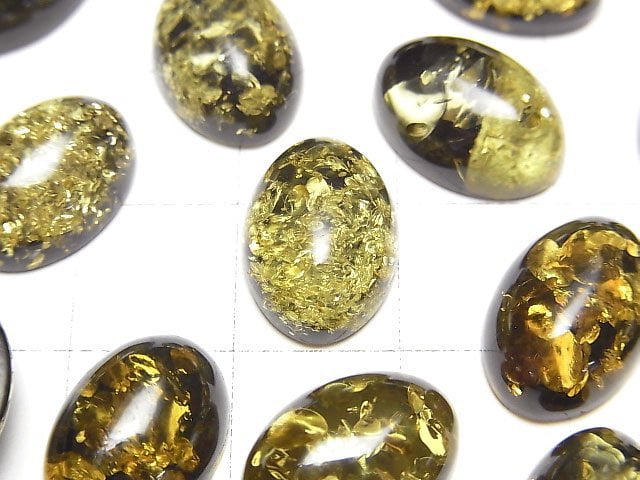 Cracked Black color Amber Oval Cabochon 14x10mm 2pcs