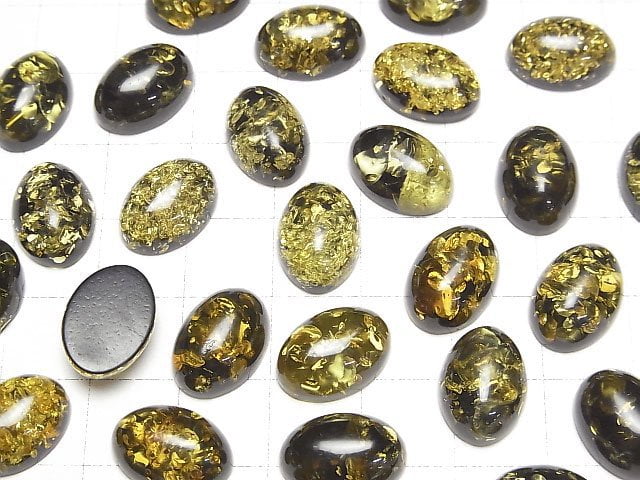 Rissiger schwarzer Farbe Bernstein ovaler Cabochon 14x10mm 2 Stück