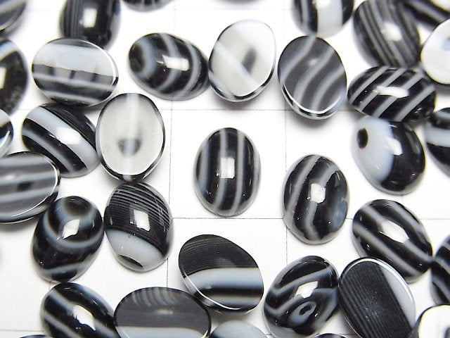 Stripe Onyx AAA Oval Cabochon 8x6mm 3pcs
