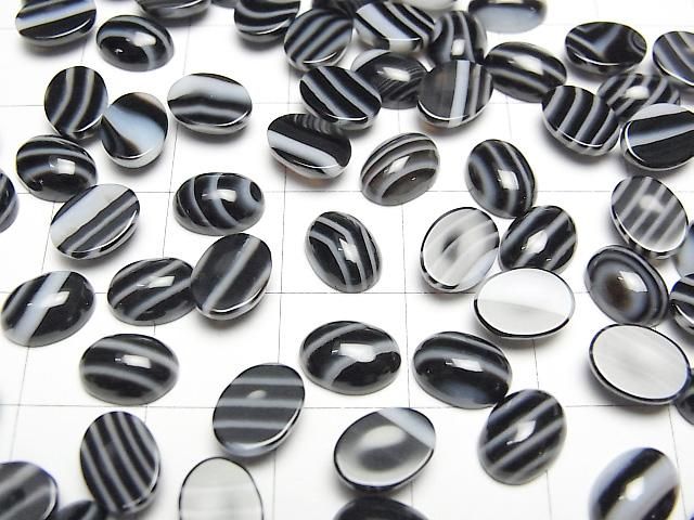Onyx rayé AAA Cabochon ovale 8x6mm 3 pièces