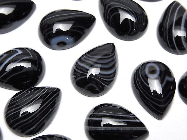 Striped Onyx AAA Pear shape Cabochon 18x13mm 2pcs