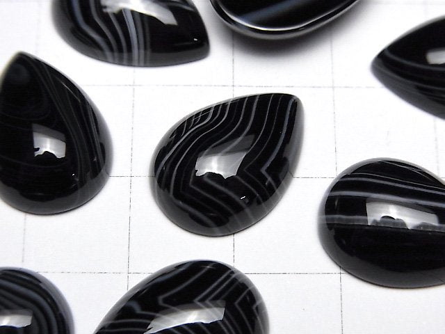 Striped Onyx AAA Pear shape Cabochon 18x13mm 2pcs