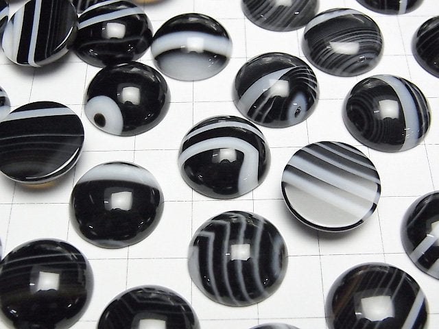 Onyx Rayé AAA Cabochon Rond 16x16mm 3pcs