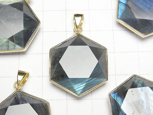 拉長石 AA++ 六芒星吊墜 27x24mm 18KGP 1件