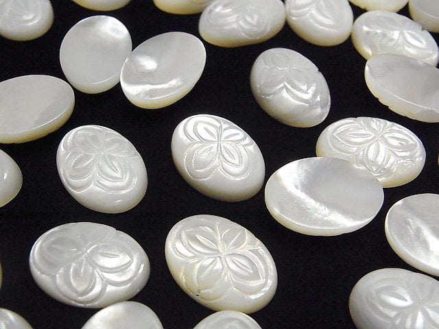 Hochwertige weiße Muschel geschnitzte Oval Cabochon 18x13mm 1 Stück