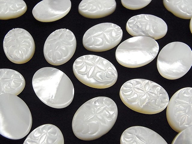 Hochwertige weiße Muschel geschnitzte Oval Cabochon 18x13mm 1 Stück