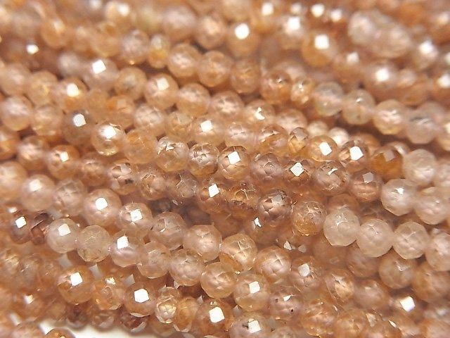 高品質!天然棕色鋯石 AAA - 半圓形切割 - 刻面紐扣式算盤珠半串或一串珠子(約 12 英寸/30 公分)