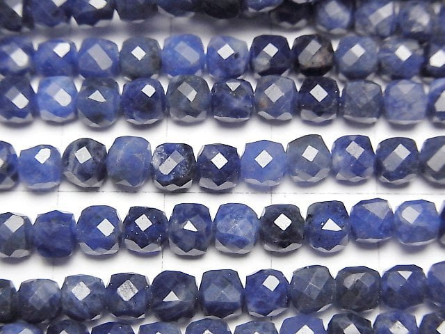 High Quality! Sodalite AA++ Cube Shape 4x4x4mm 1strand beads (aprx.15inch/37cm)