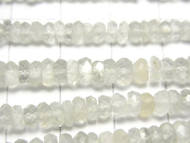 High Quality! Ceylon Moonstone AAA- Faceted Button Rondelle half or 1strand beads (aprx.12inch/30cm)