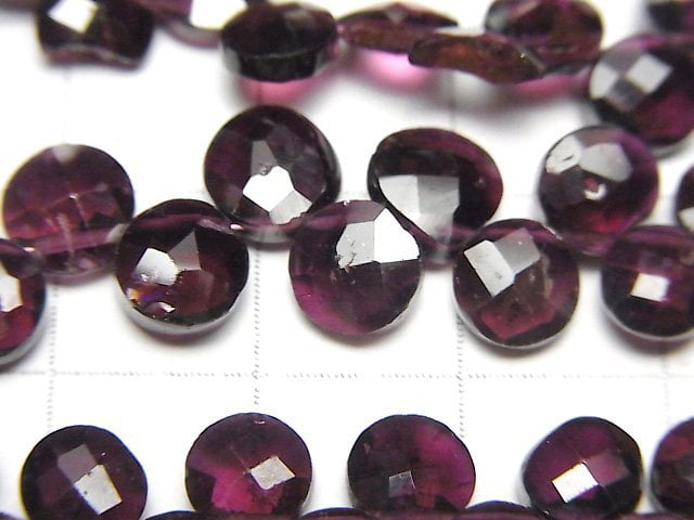 High Quality Garnet AA++ Faceted Coin 1strand beads (aprx.8inch/20cm)