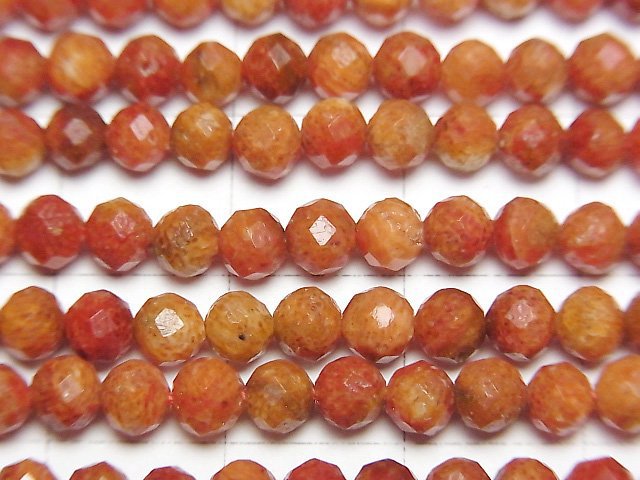 High Quality! Sponge Coral Faceted Round 4mm 1strand beads (aprx.15inch/36cm)