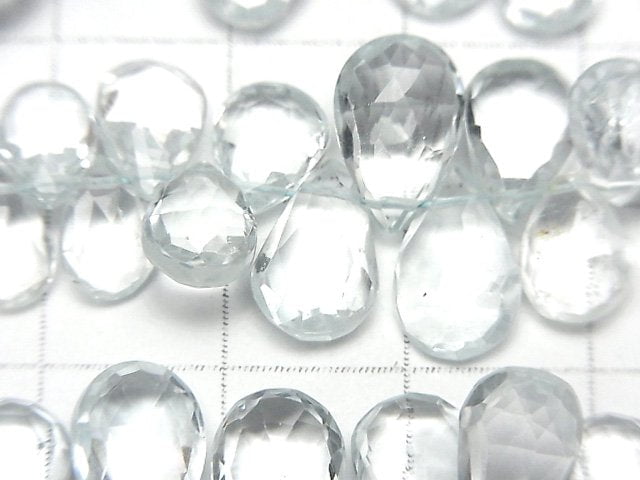 High Quality Natural color Blue Topaz AAA- Pear shape Faceted Briolette half or 1strand beads (aprx.3inch/8cm)
