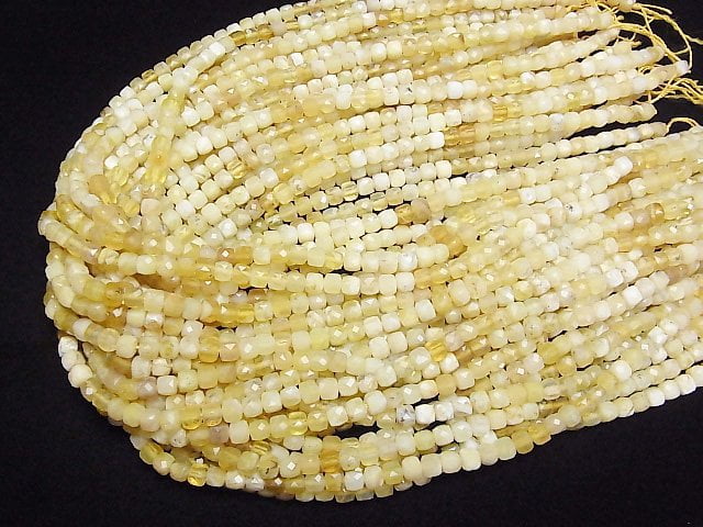 High Quality! Yellow Opal AA Cube Shape 4x4x4mm 1strand beads (aprx.15inch/37cm)