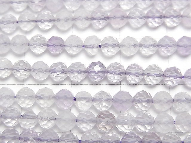 高品質!淺色紫水晶 AA++ 刻面圓珠 4mm 1串(約15英吋/37公分)
