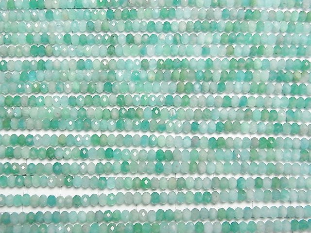 Hochwertig! Amazonit AA++ facettierte Knopf-Rondelle 3x3x2mm 1Strang Perlen (ca. 15 Zoll/37 cm)