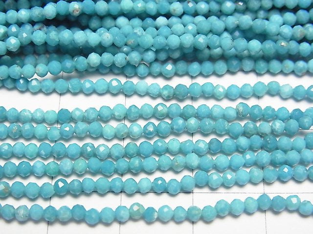 High Quality! Arizona Kingman Turquoise AAA- Faceted Round 2mm half or 1strand beads (aprx.13inch/31cm)