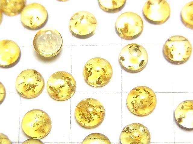 Cracked Yellow color Amber Round Cabochon 6x6mm 5pcs