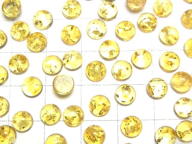 Rissiger gelber Bernstein Rund Cabochon 6x6mm 5 Stück