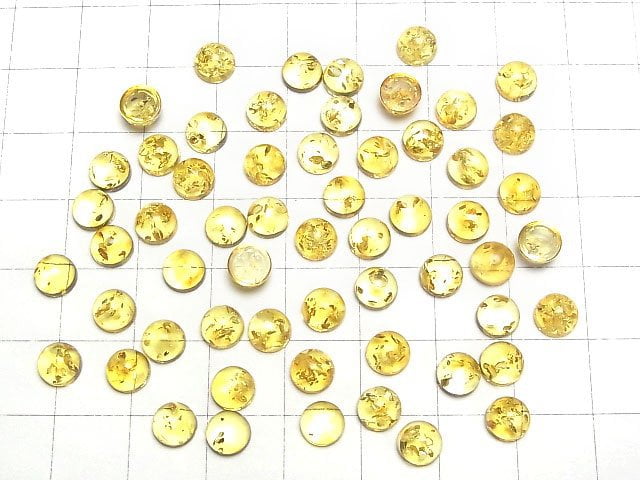 Rissiger gelber Bernstein Rund Cabochon 6x6mm 5 Stück