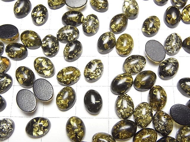 Rissiger schwarzer Bernstein Oval Cabochon 8x6mm 5 Stück