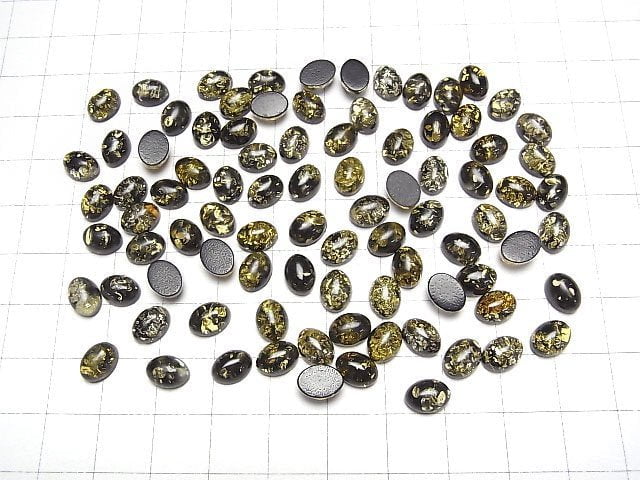 Rissiger schwarzer Bernstein Oval Cabochon 8x6mm 5 Stück