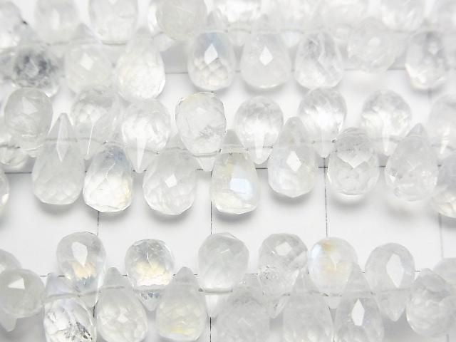 High Quality Rainbow Moonstone AAA- Drop Faceted Briolette half or 1strand beads (aprx.8inch/20cm)