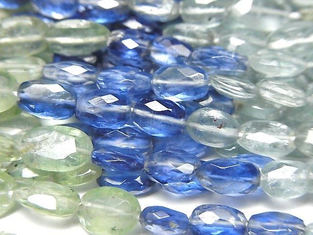 高品質多色藍晶石 AAA- 切面橢圓 半串或1串珠子 (約15英吋/38公分)