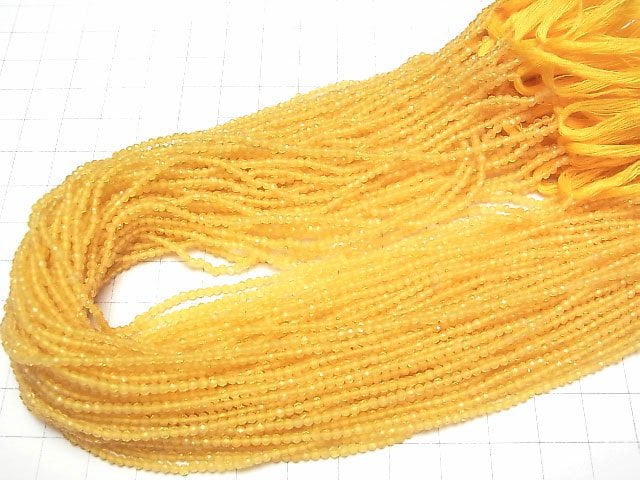 Hochwertig! Gelber Jade Facettierte Runde 2 mm 1Strang-Perlen (ca. 12 Zoll/29 cm)