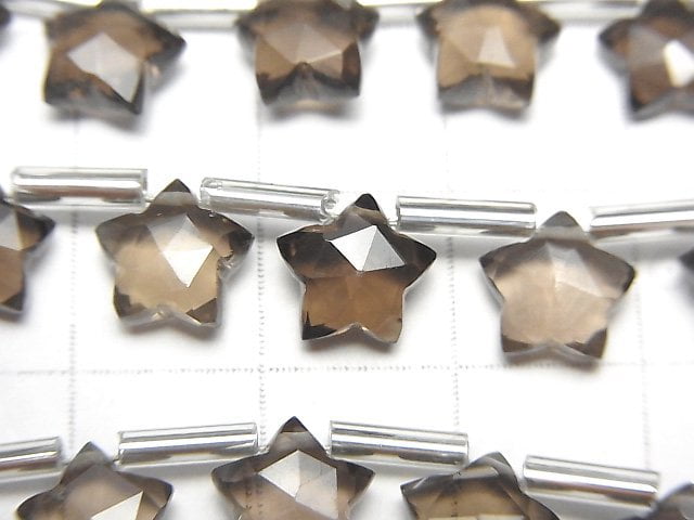 High Quality Smoky Quartz AAA- Faceted Star 8x8mm 1strand beads (8pcs )