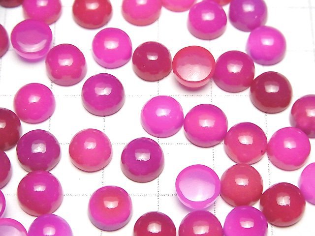 Fuchsia Pink Chalcedon AAA Runde Cabochon 8x8mm 5 Stück
