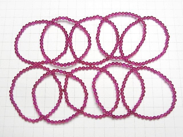 Synthetischer Rubin AAA Runde 4mm Armband