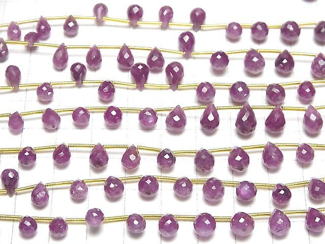 Unbehandelter Sternrubin AA++ Tropfen facettierte Briolette halbe oder 1 Strang Perlen (ca. 7 Zoll/18 cm)
