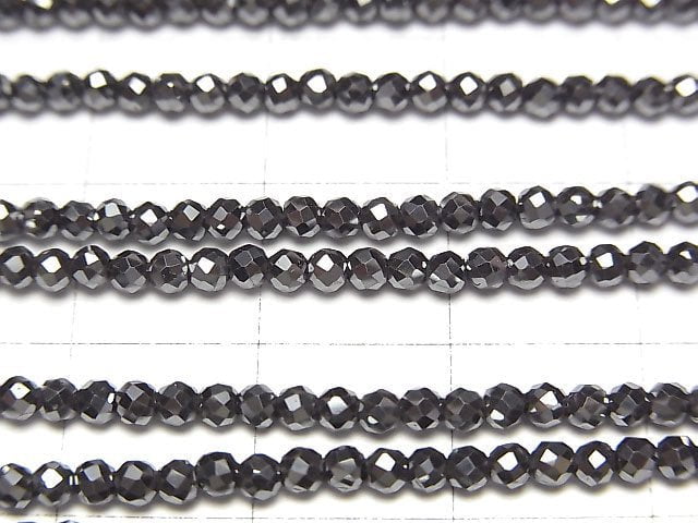 高品質!赤鐵礦刻面圓珠 2mm 一串(約 12 英寸/29 公分)
