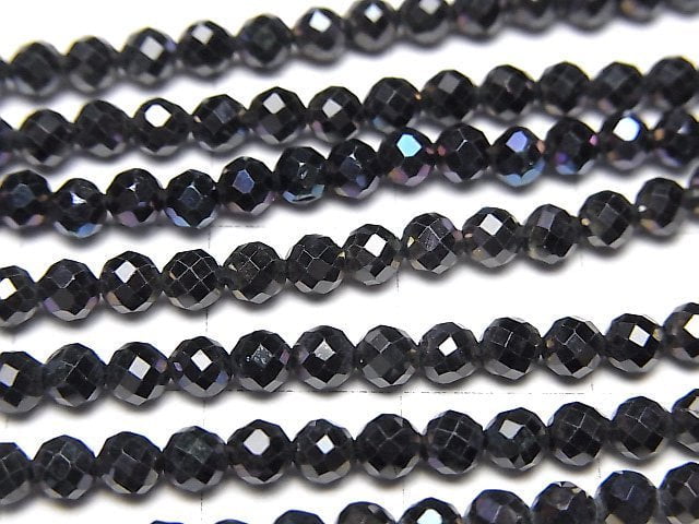 High Quality! Black Spinel AAA Faceted Round 3mm coating 1strand beads (aprx.15inch/37cm)