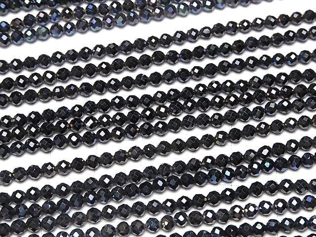 Hochwertig! Schwarzer Spinell AAA facettierte Runde 3mm Beschichtung 1 Strang Perlen (ca. 15 Zoll/37 cm)