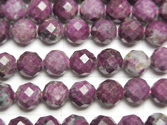 高品質!紅寶石 AA 64刻面圓形 6mm 半串或一串珠子 (約15英寸/37公分)
