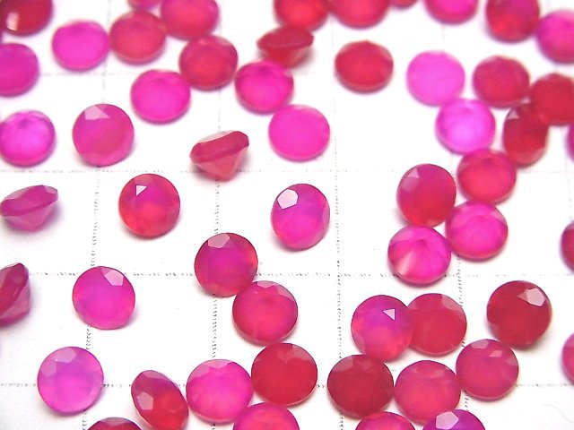 Hochwertiger Fuchsia Pink Chalcedon AAA Lose Stein Rund Facettiert 5x5mm 10 Stück