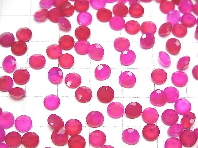 Hochwertiger Fuchsia Pink Chalcedon AAA Lose Stein Rund Facettiert 5x5mm 10 Stück