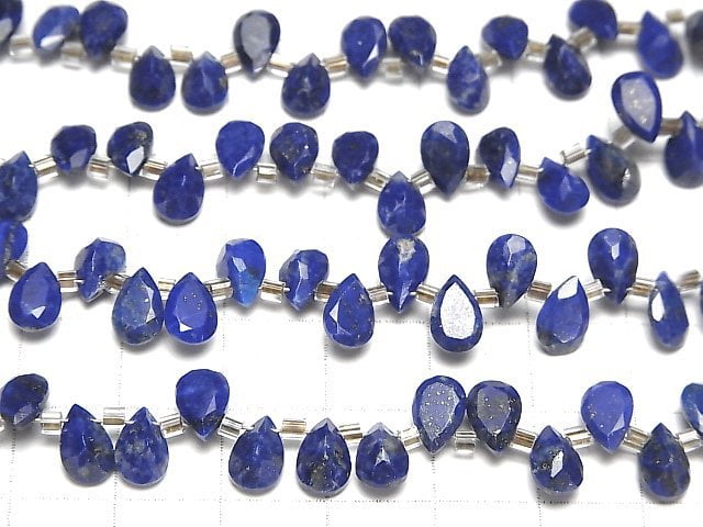 Hochwertiger Lapislazuli AA++ Birnenform Facettiert 8x5mm halb oder 1 Strang Perlen (28 Stück)
