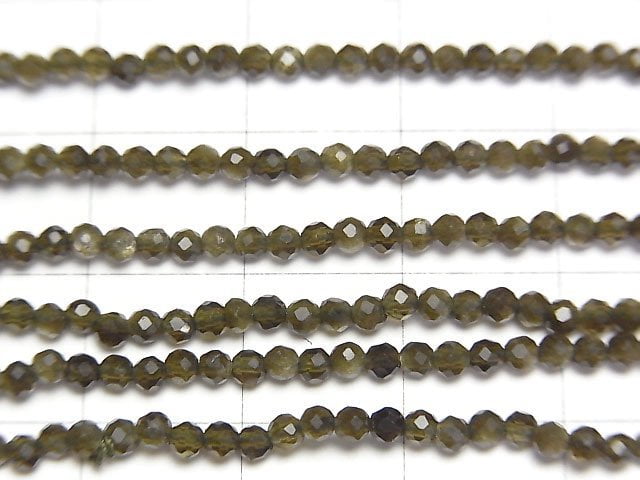 高品質!金曜石刻面圓珠 2毫米 1串(約12英吋/30公分)