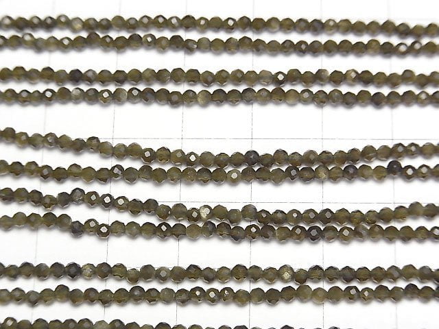 Hochwertig! Goldener Obsidian facettierte runde 2mm 1strang Perlen (ca. 12inch/30cm)