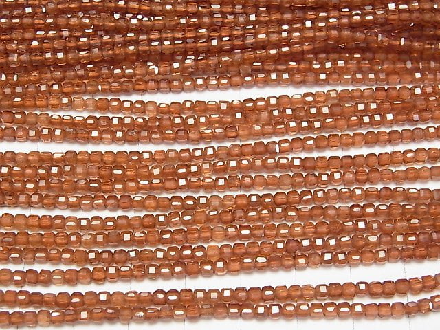 High Quality! Hessonite Garnet AAA Cube Shape 2x2x2mm 1strand beads (aprx.15inch/37cm)